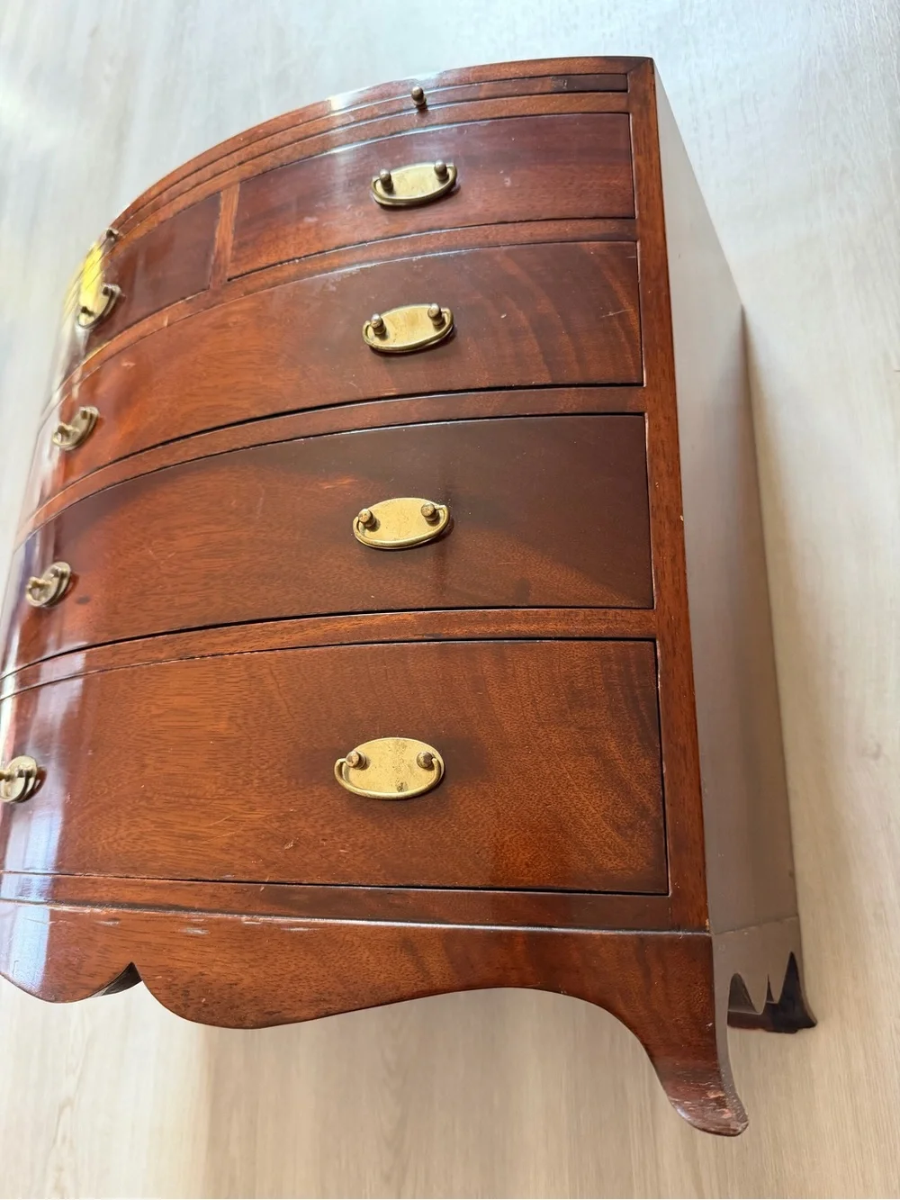 Antique Maitland Glascoe Mahogany Miniature Bow Front Chest Salesman Sample